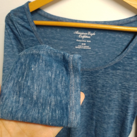 NWT American Eagle Long Sleeve Scoop Neck Womens Shirt M Blue - Picture 4 of 8